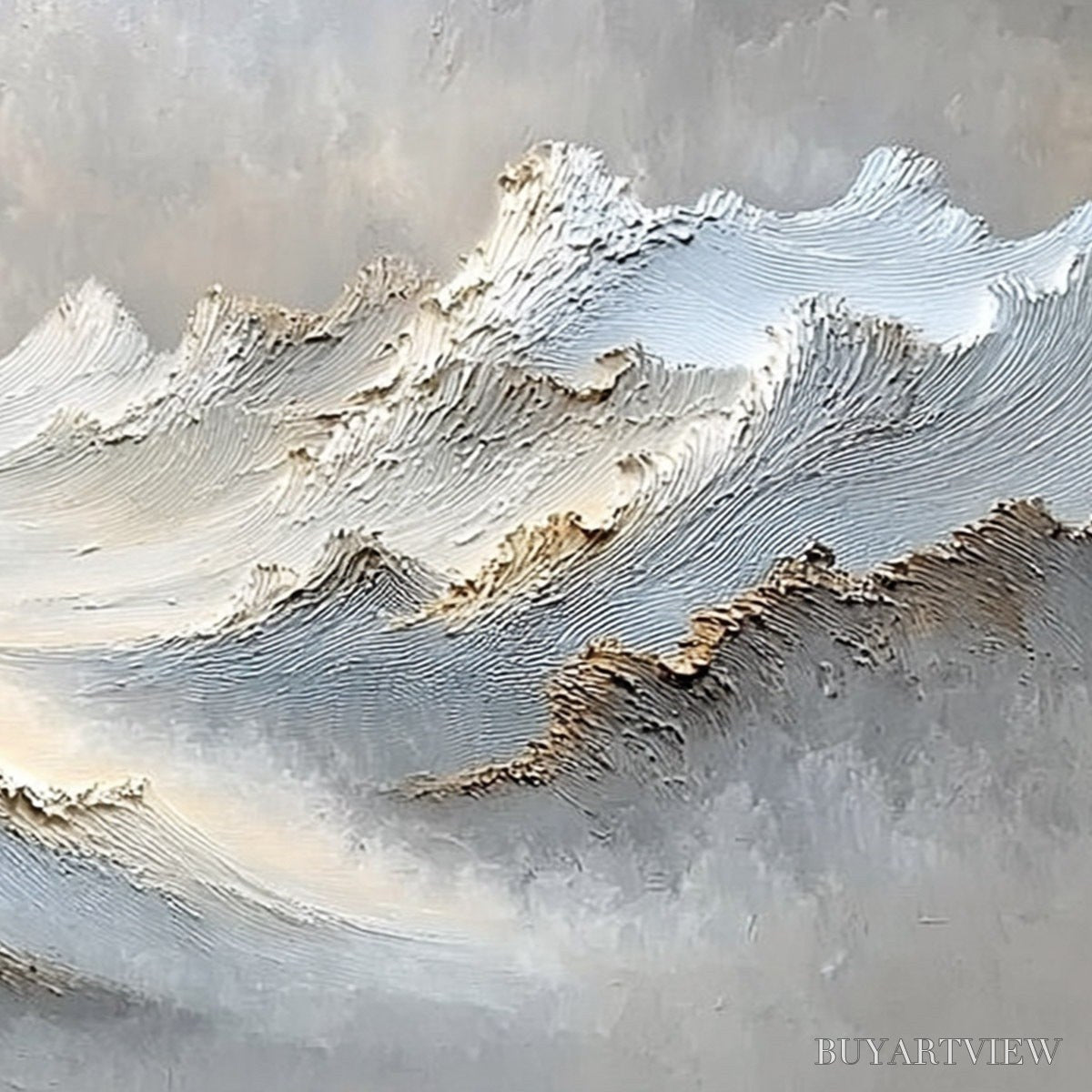 ARTOVITAS Whispers of the Peak – Large Textured Wabi Sabi Abstract Mountain Painting - image 5