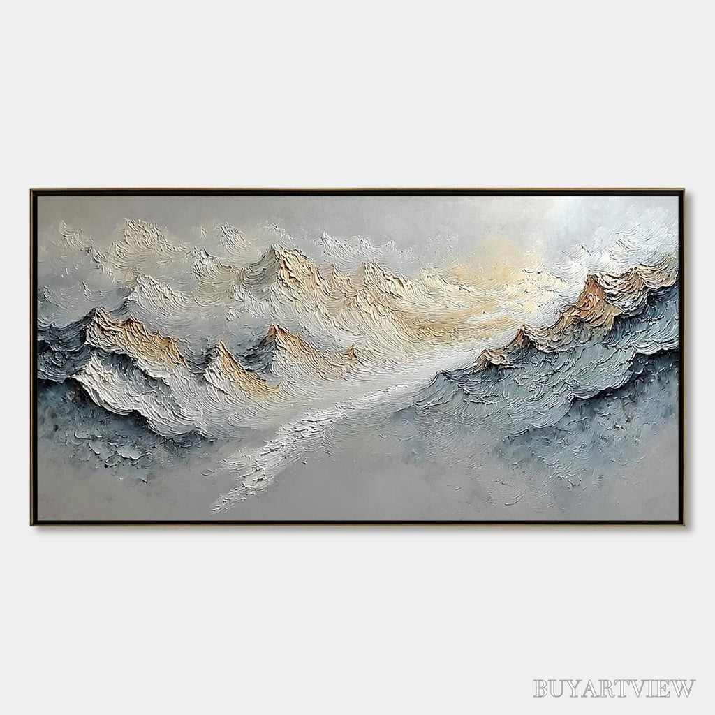 ARTOVITAS Summit'S Whisper – Textured Wabi Sabi Abstract Mountain Landscape Painting - image 1
