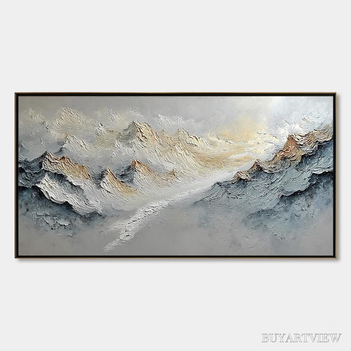 ARTOVITAS Summit'S Whisper – Textured Wabi Sabi Abstract Mountain Landscape Painting - image 1