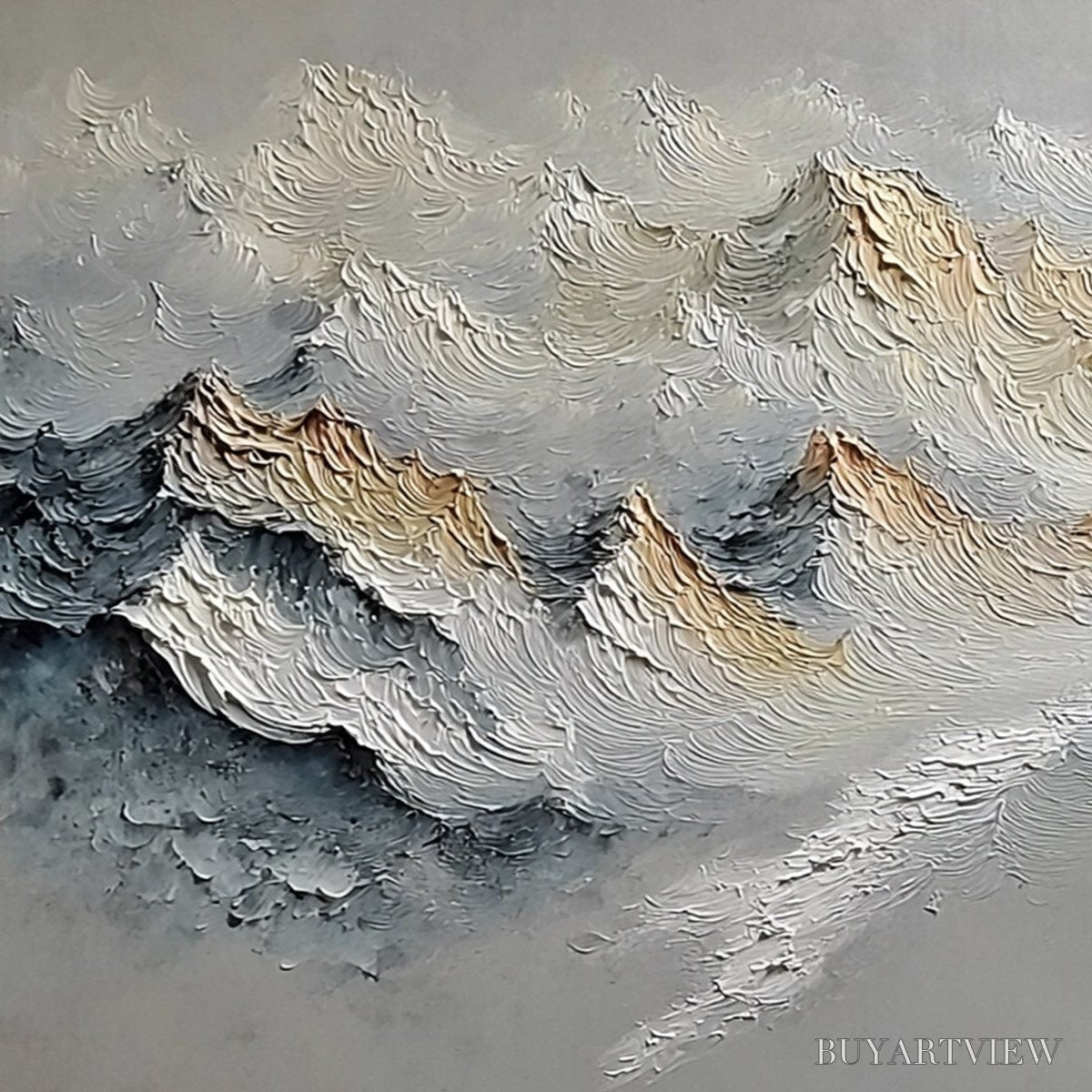 ARTOVITAS Summit'S Whisper – Textured Wabi Sabi Abstract Mountain Landscape Painting - image 3