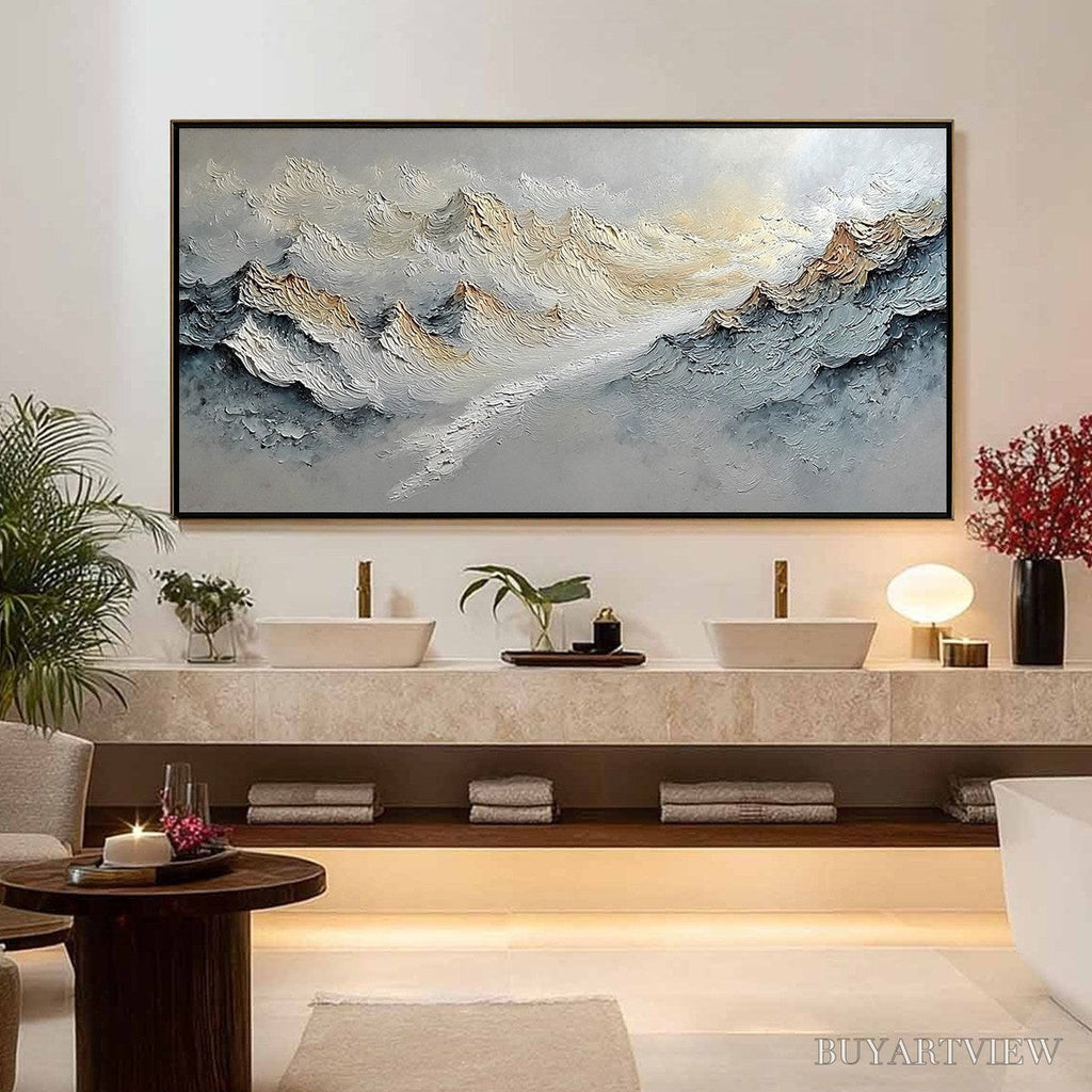 ARTOVITAS Summit'S Whisper – Textured Wabi Sabi Abstract Mountain Landscape Painting - image 4
