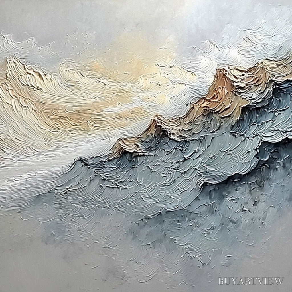 ARTOVITAS Summit'S Whisper – Textured Wabi Sabi Abstract Mountain Landscape Painting - image 5