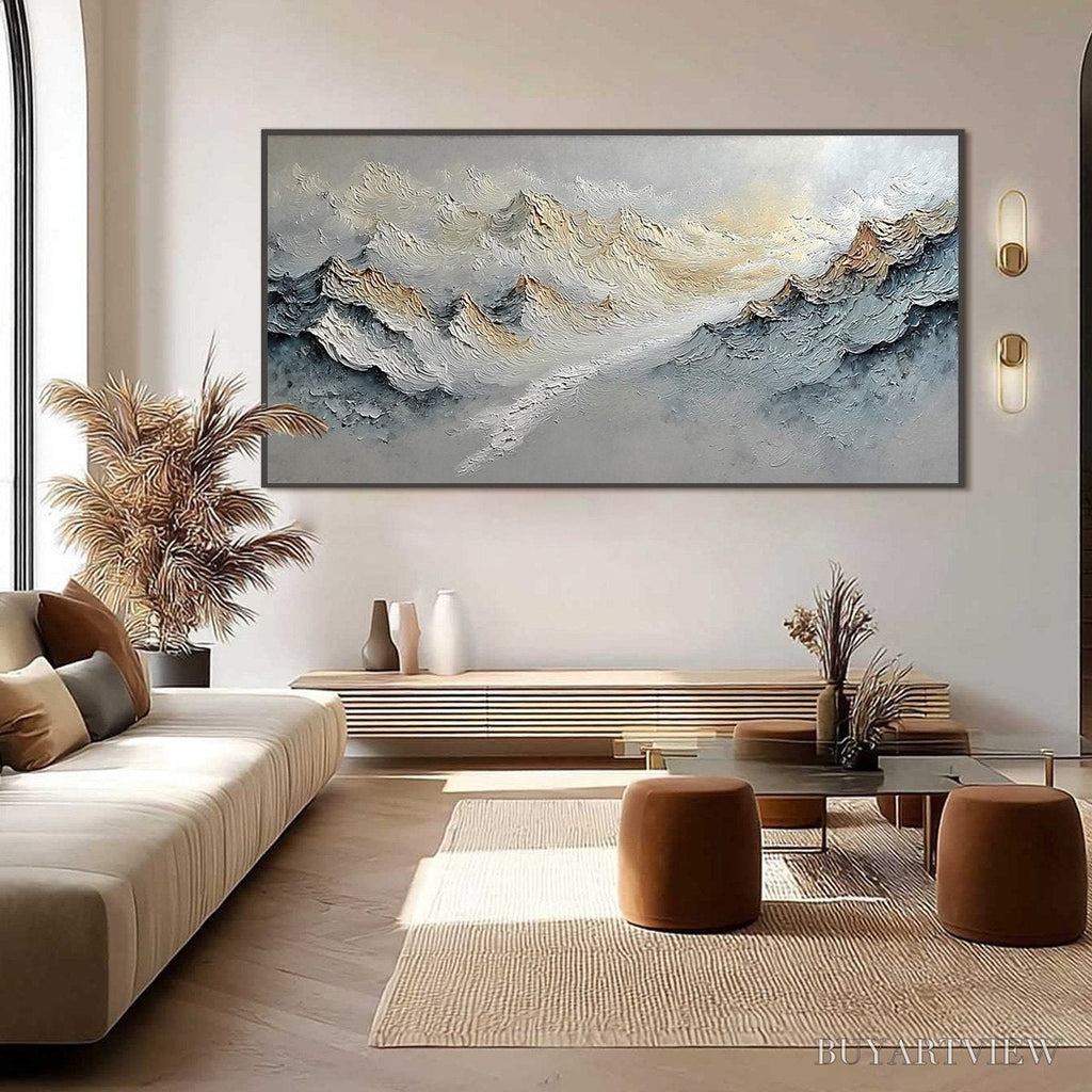 ARTOVITAS Summit'S Whisper – Textured Wabi Sabi Abstract Mountain Landscape Painting - image 6