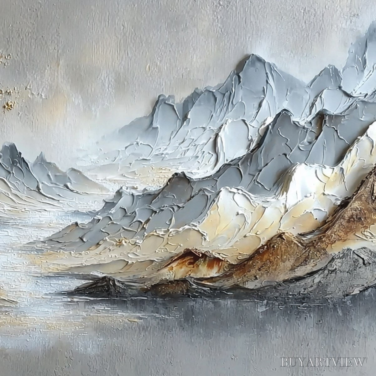 ARTOVITAS Golden Serenity – Textured Impasto Mountain Valley Landscape Painting - image 5