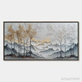 ARTOVITAS Golden Silence – Textured Wabi Sabi Mountain and Trees Landscape Painting - image 1