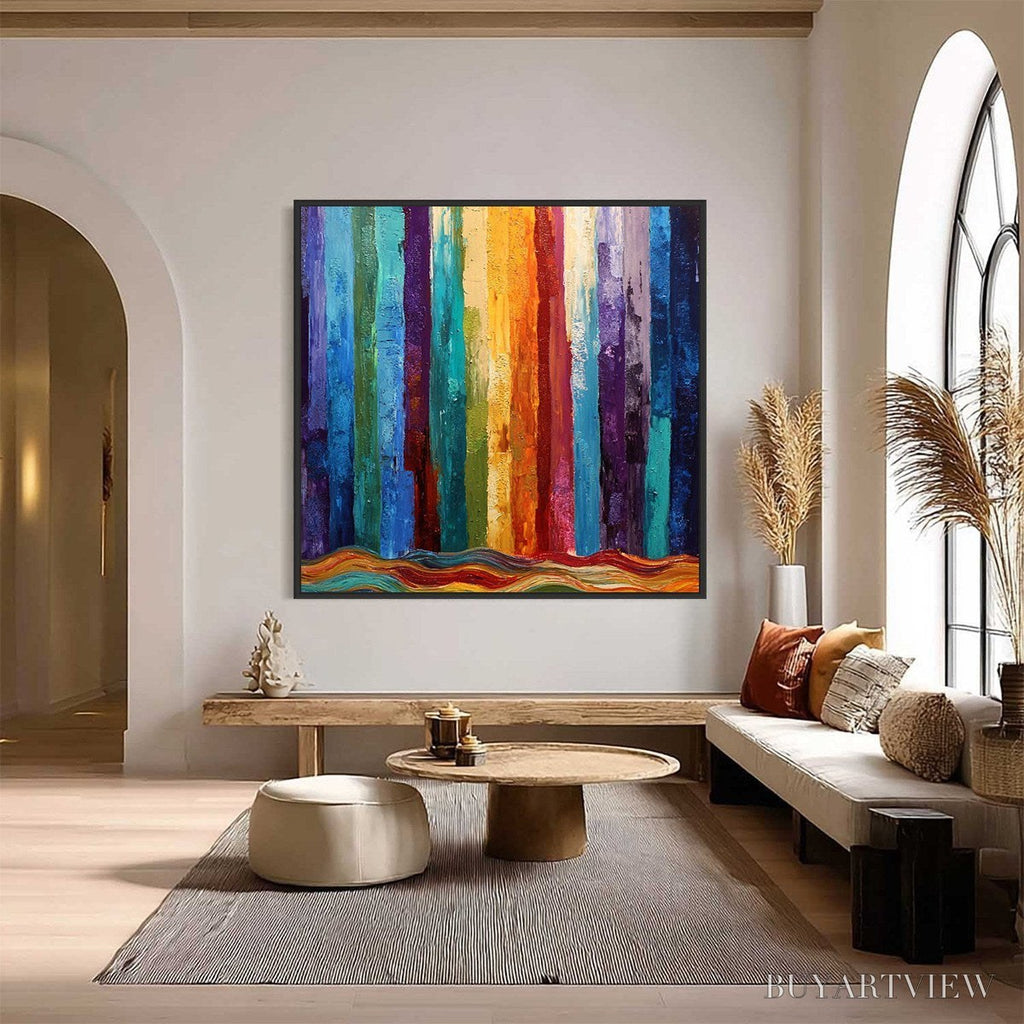 ARTOVITAS Chromatic Cascade – Large Colorful Abstract Impasto Oil Painting - image 2