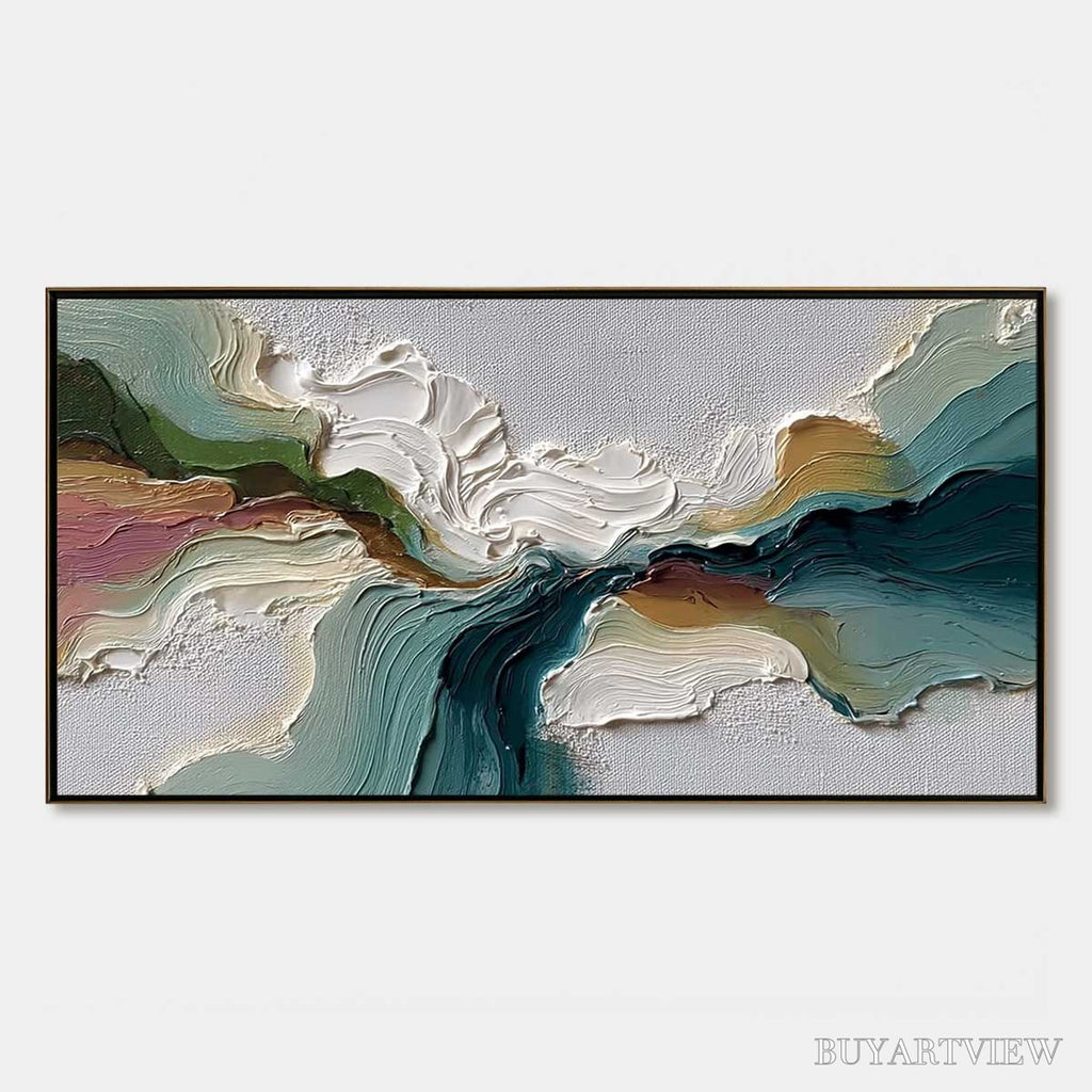 ARTOVITAS Terraflow – Large Horizontal Abstract Impasto Landscape Painting - image 1