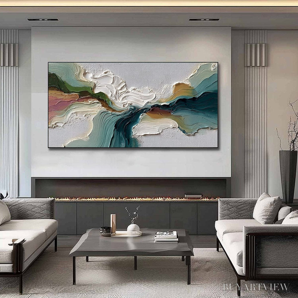 ARTOVITAS Terraflow – Large Horizontal Abstract Impasto Landscape Painting - image 2