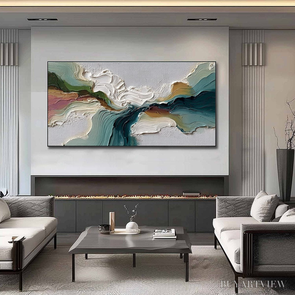 ARTOVITAS Terraflow – Large Horizontal Abstract Impasto Landscape Painting - image 2
