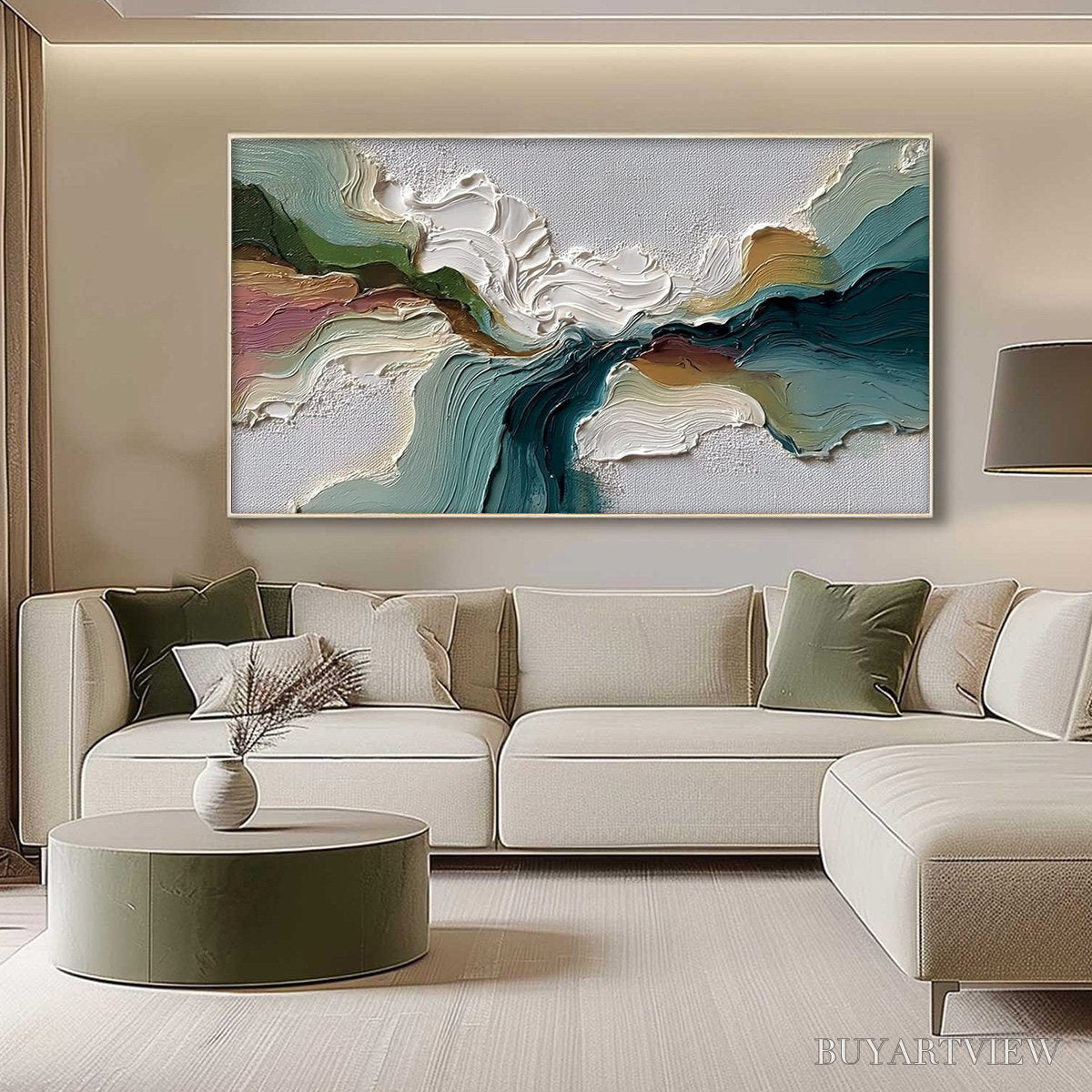 ARTOVITAS Terraflow – Large Horizontal Abstract Impasto Landscape Painting - image 4