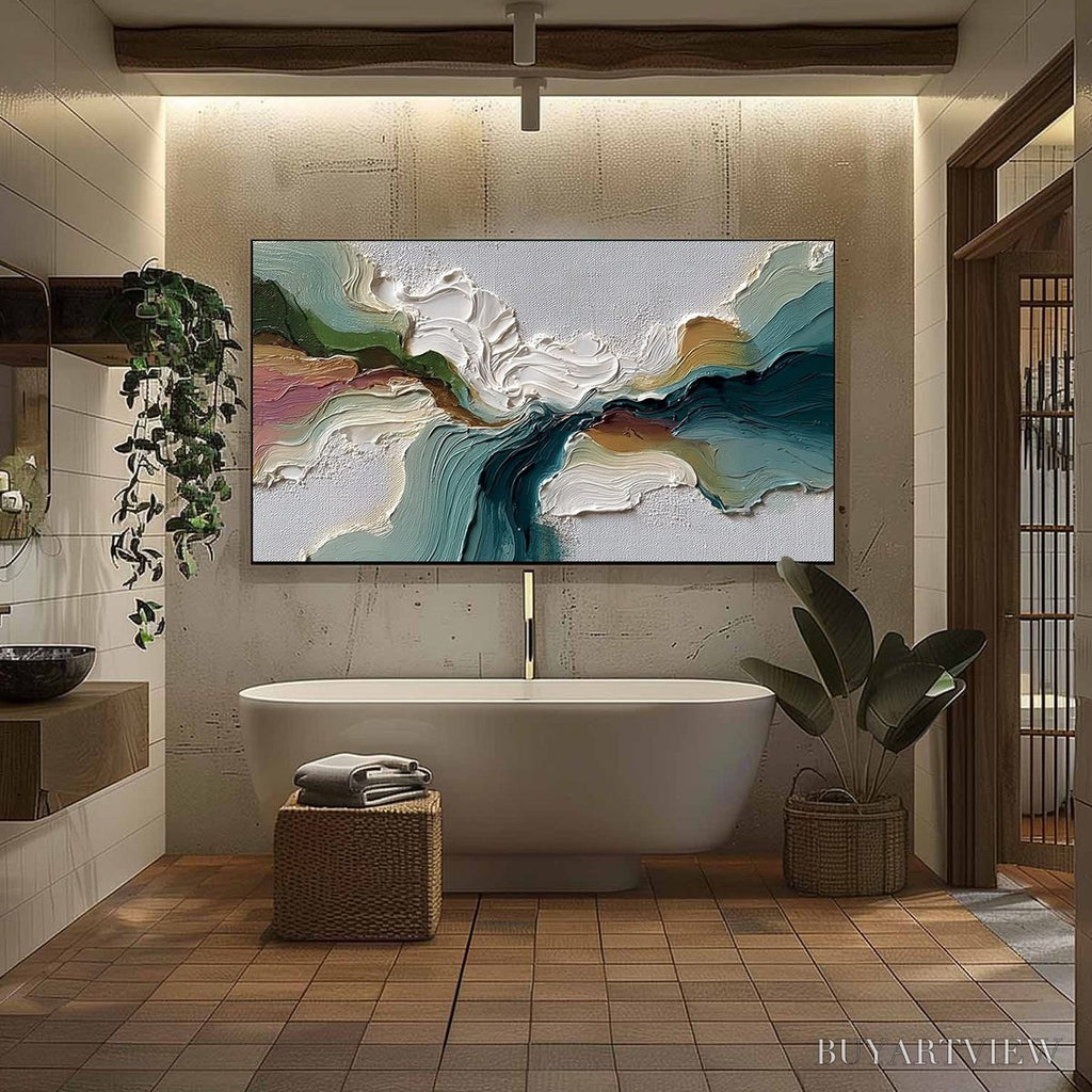 ARTOVITAS Terraflow – Large Horizontal Abstract Impasto Landscape Painting - image 6