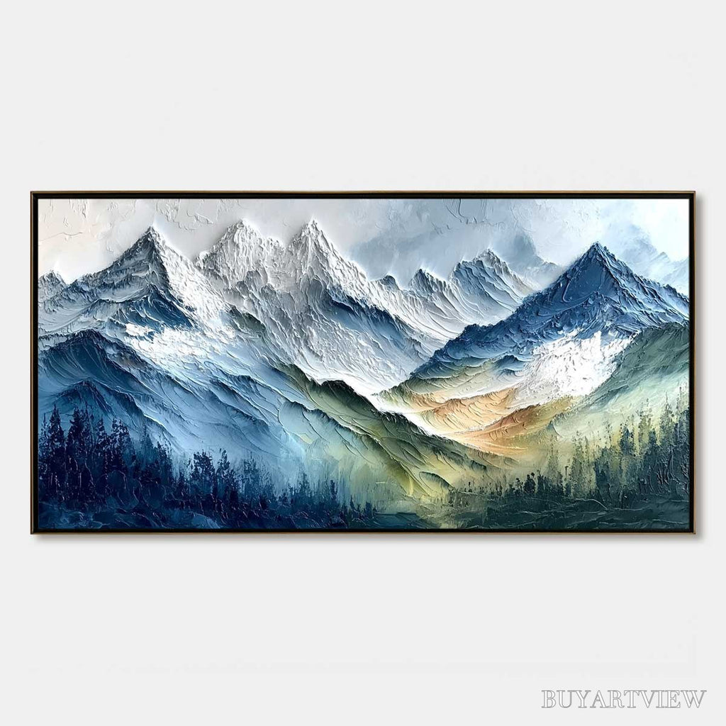 ARTOVITAS Alpine Majesty – Textured Impasto Mountain Range Landscape Painting - image 1