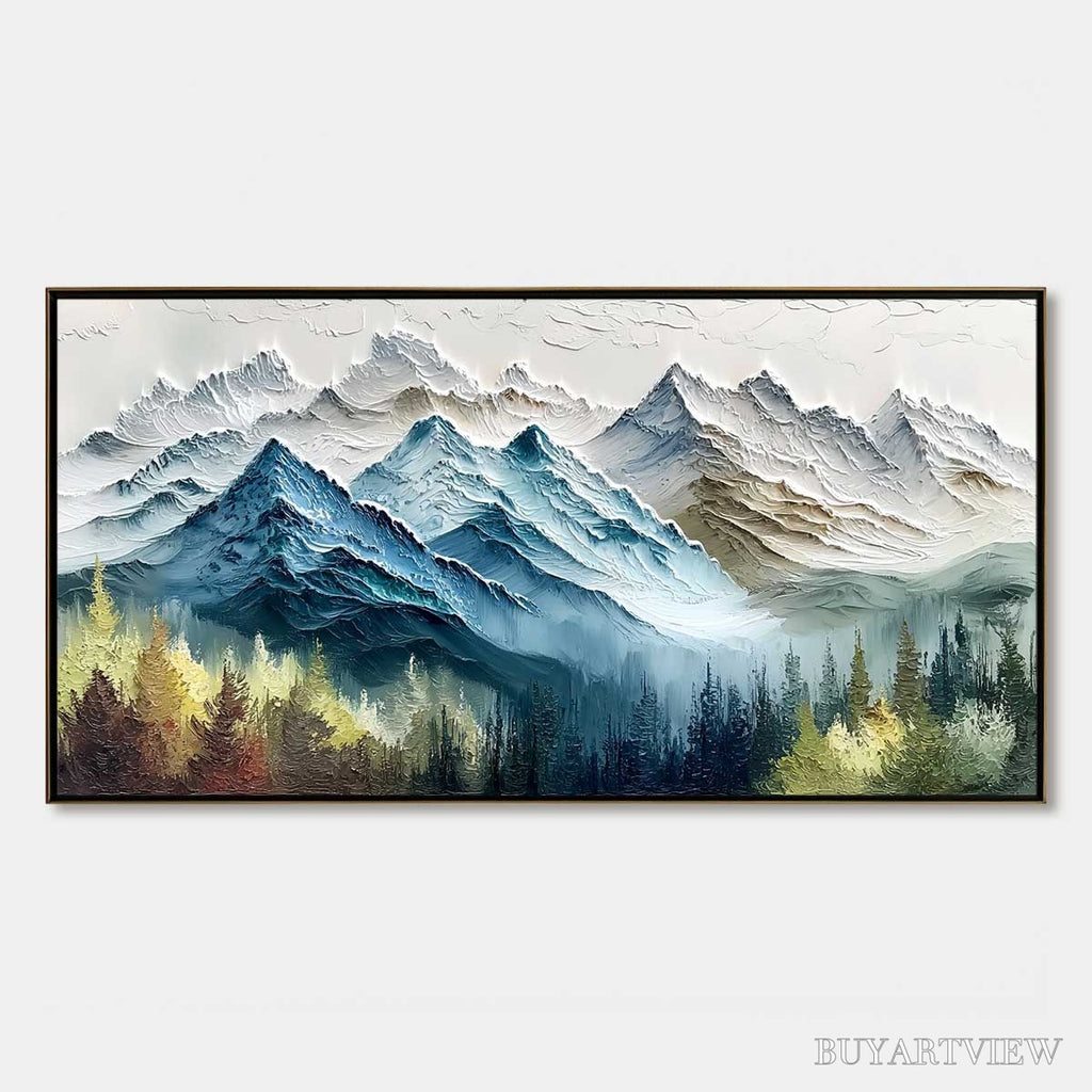ARTOVITAS Alpine Majesty – Textured Mountain and Forest Landscape Painting - image 1