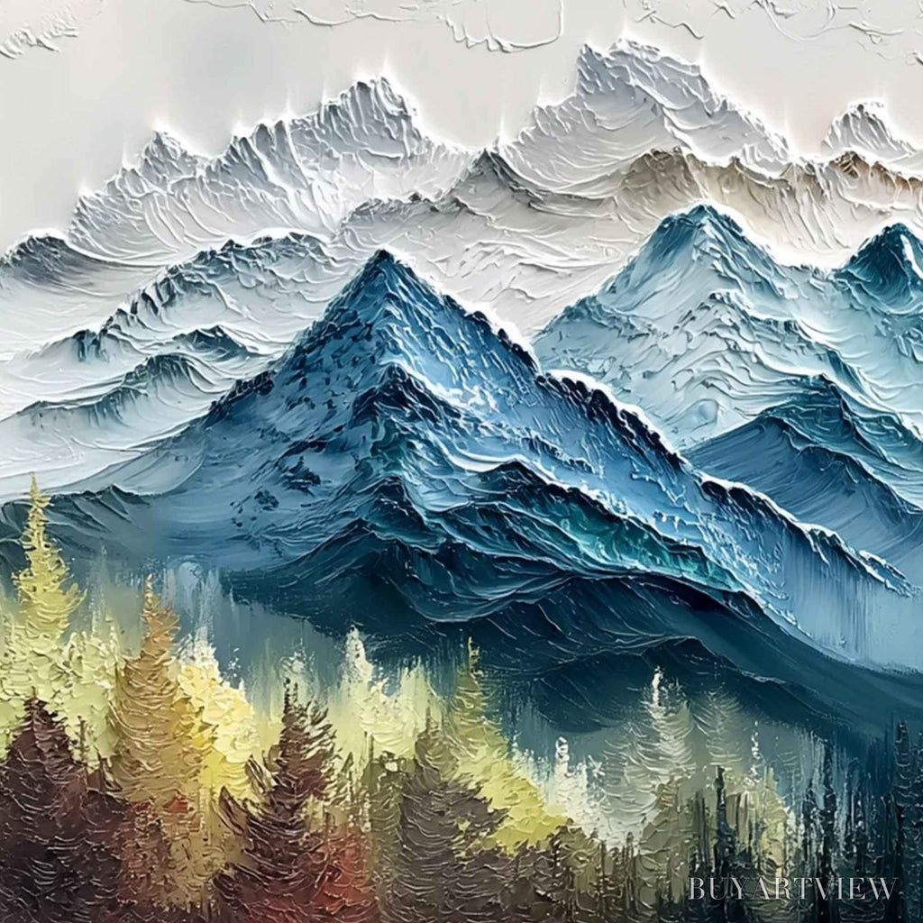 ARTOVITAS Alpine Majesty – Textured Mountain and Forest Landscape Painting - image 3