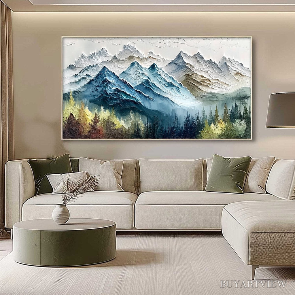 ARTOVITAS Alpine Majesty – Textured Mountain and Forest Landscape Painting - image 4