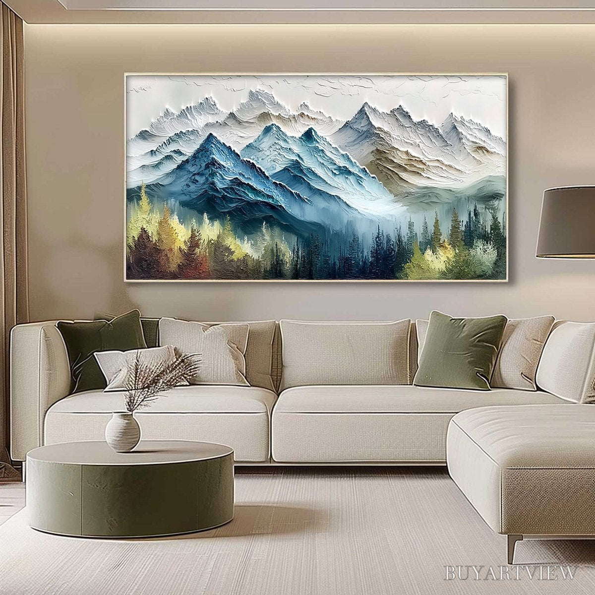 ARTOVITAS Alpine Majesty – Textured Mountain and Forest Landscape Painting - image 4