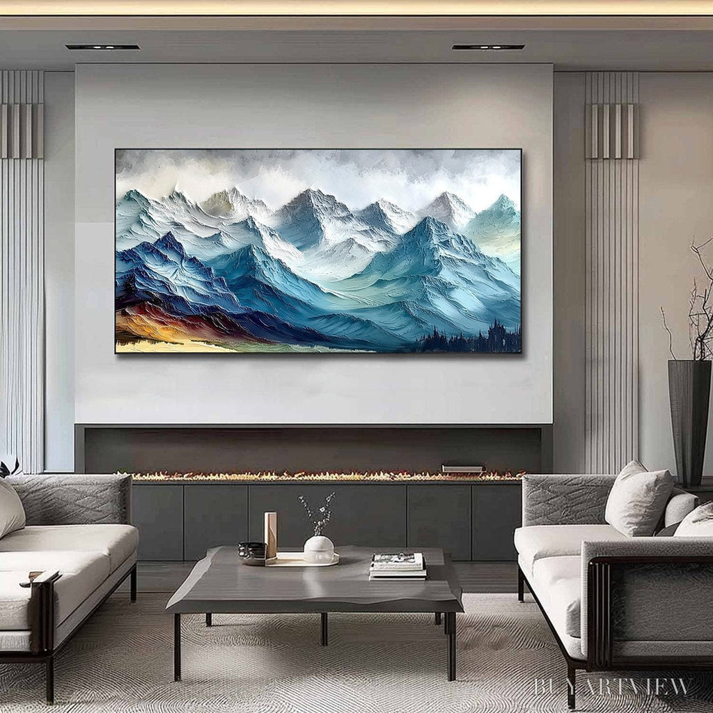 ARTOVITAS Alpine Crest – Textured Impasto Mountain Range Landscape Painting - image 2