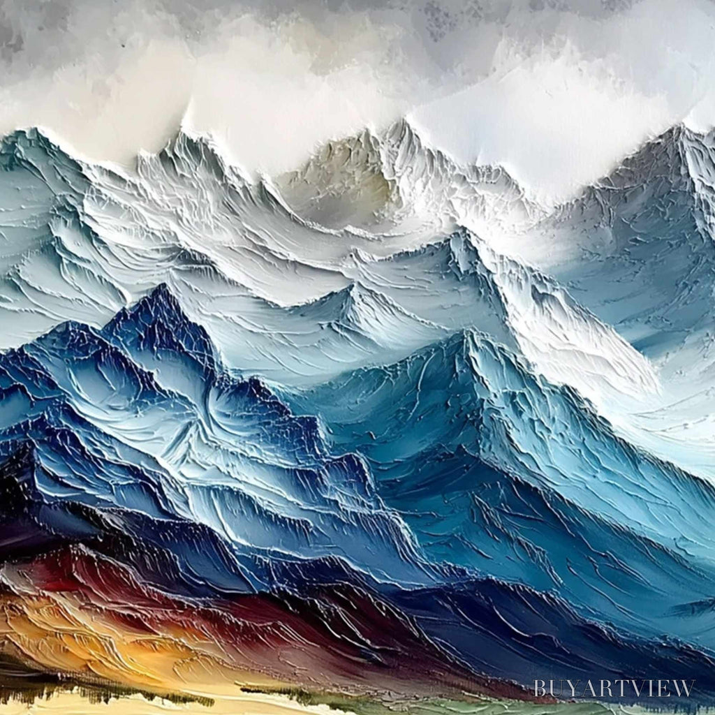ARTOVITAS Alpine Crest – Textured Impasto Mountain Range Landscape Painting - image 3