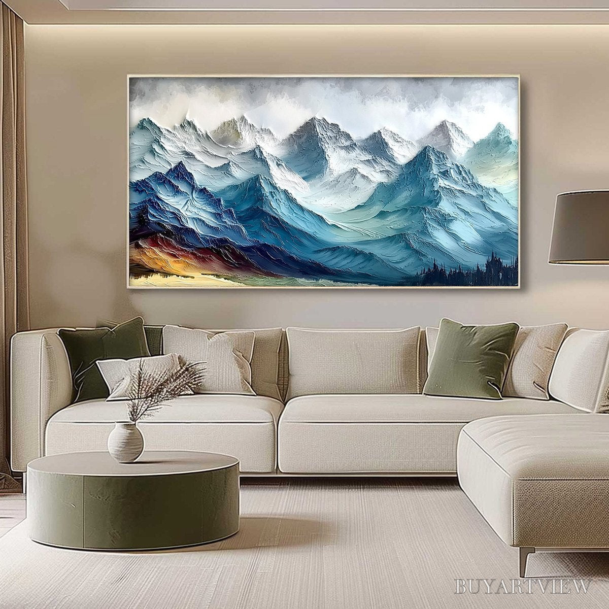 ARTOVITAS Alpine Crest – Textured Impasto Mountain Range Landscape Painting - image 4
