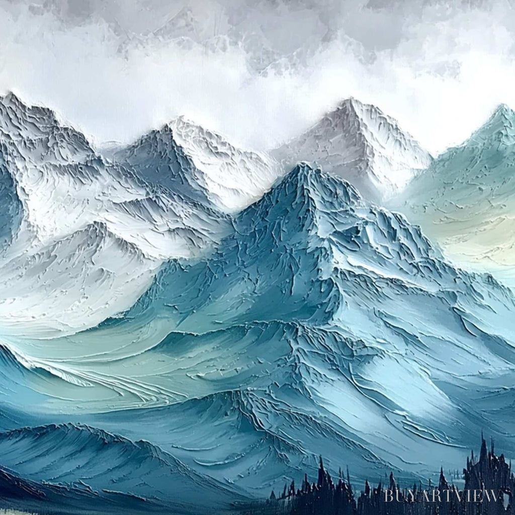 ARTOVITAS Alpine Crest – Textured Impasto Mountain Range Landscape Painting - image 5