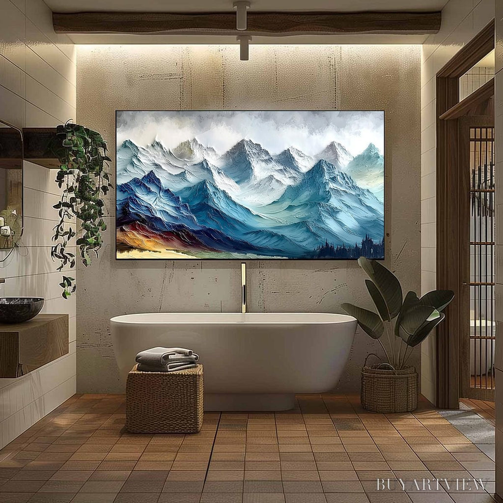ARTOVITAS Alpine Crest – Textured Impasto Mountain Range Landscape Painting - image 6