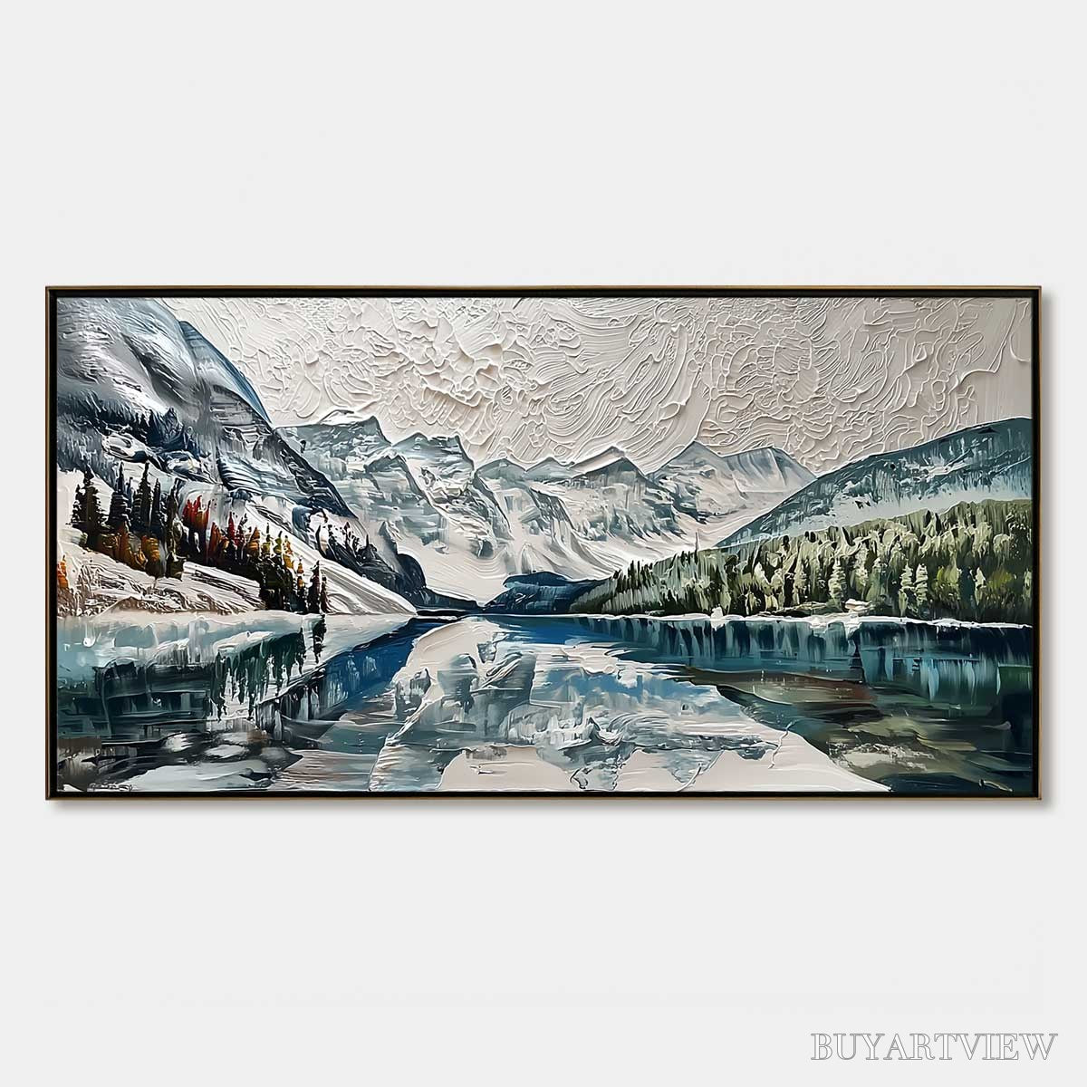 ARTOVITAS Glacial Serenity – Heavily Textured Impasto Mountain Lake Painting - image 1