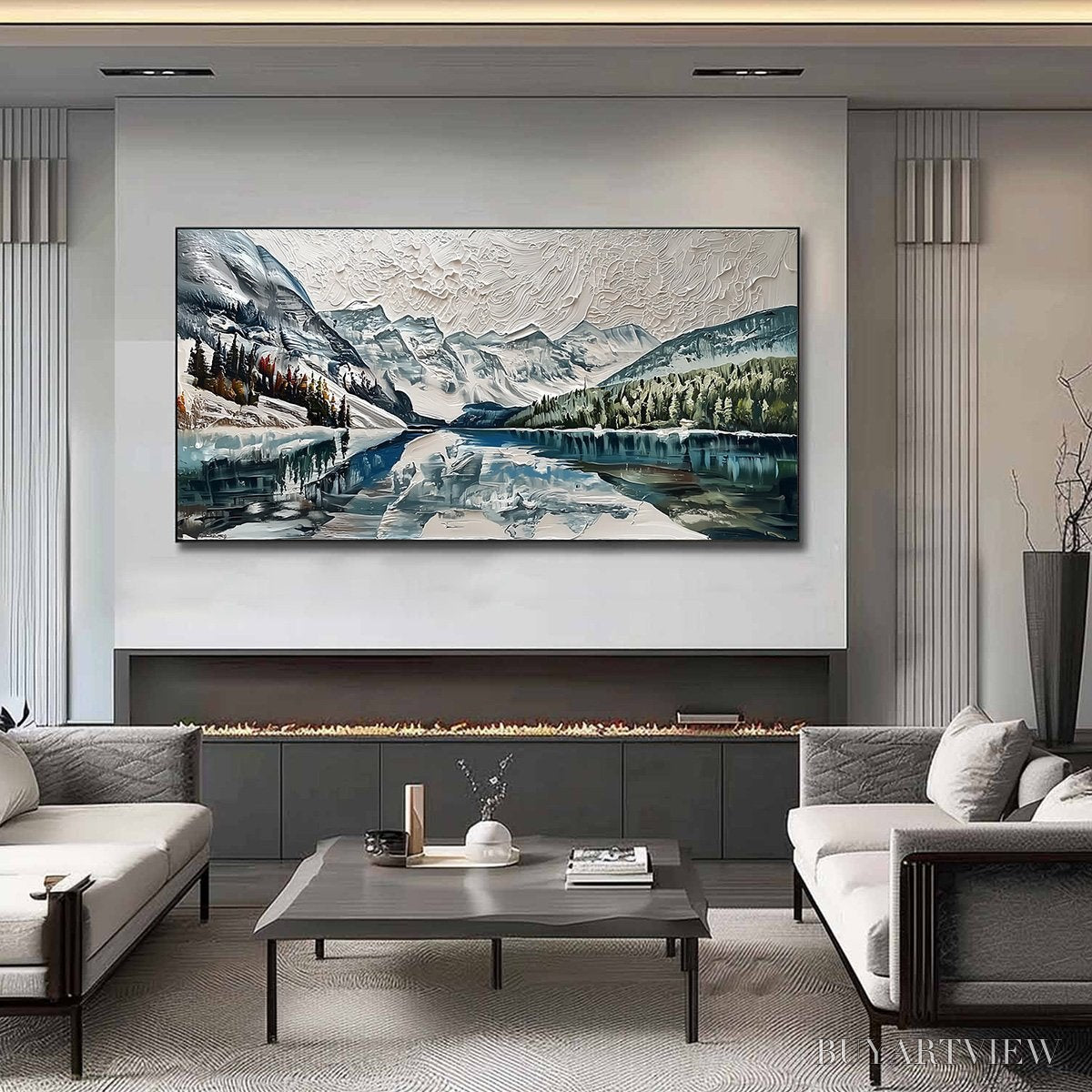 ARTOVITAS Glacial Serenity – Heavily Textured Impasto Mountain Lake Painting - image 2