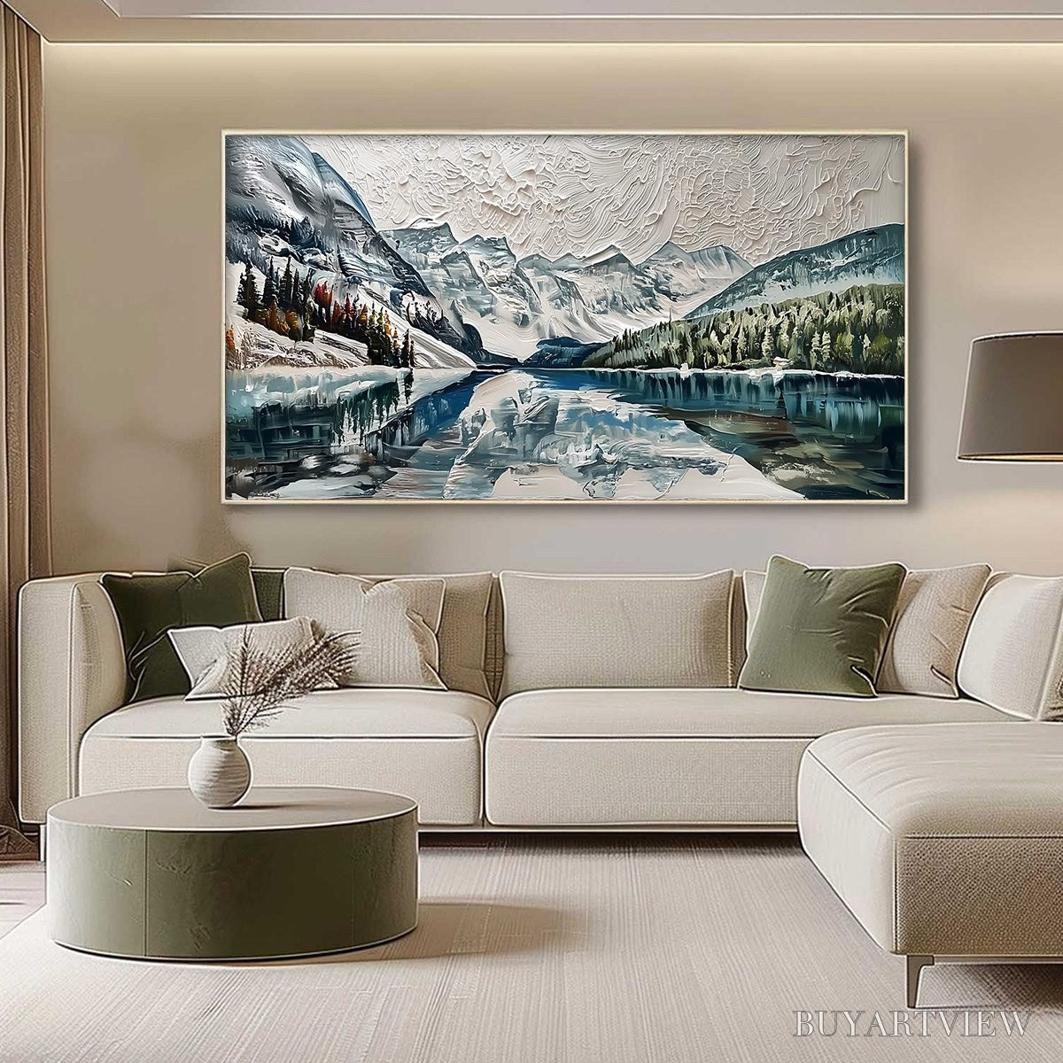 ARTOVITAS Glacial Serenity – Heavily Textured Impasto Mountain Lake Painting - image 4