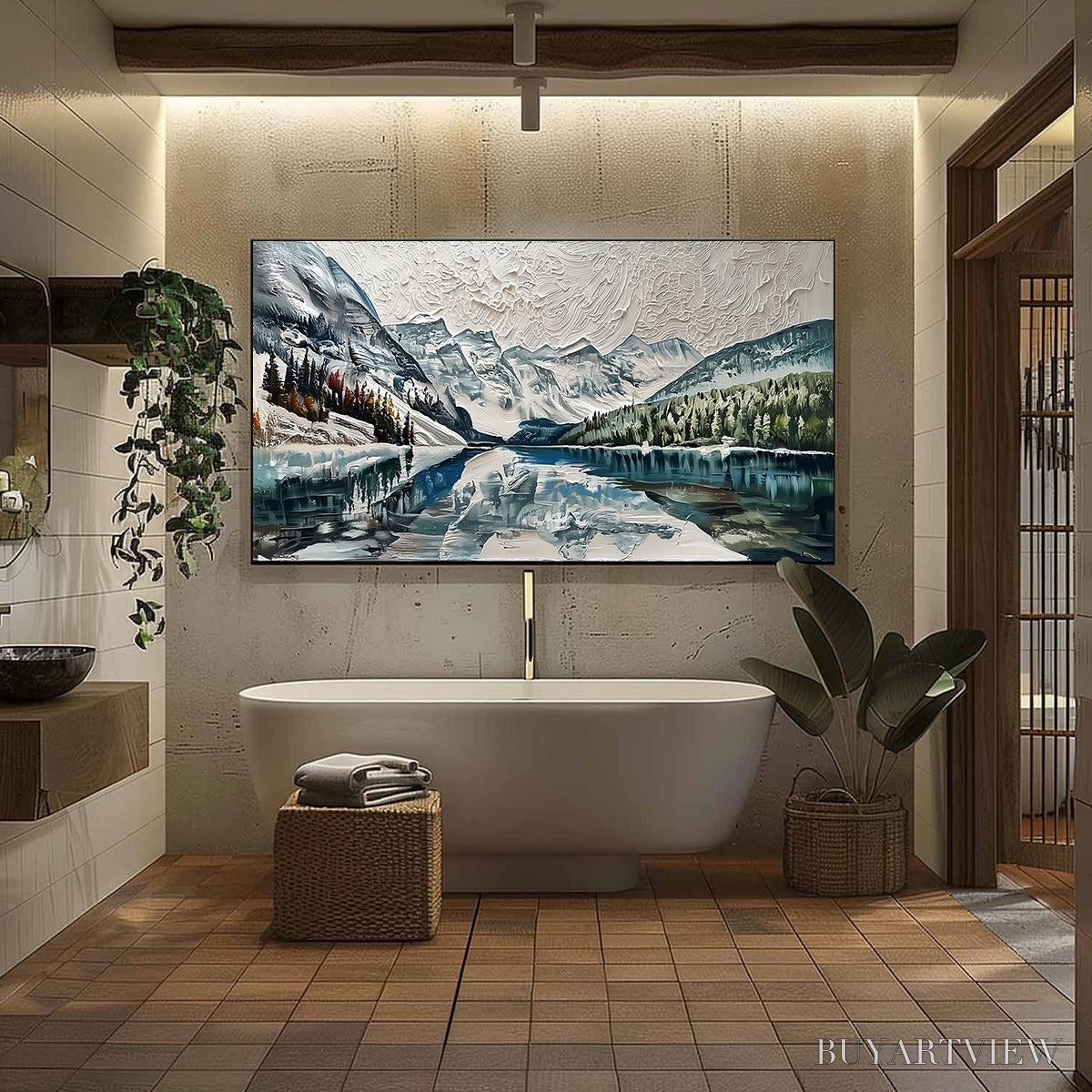 ARTOVITAS Glacial Serenity – Heavily Textured Impasto Mountain Lake Painting - image 6