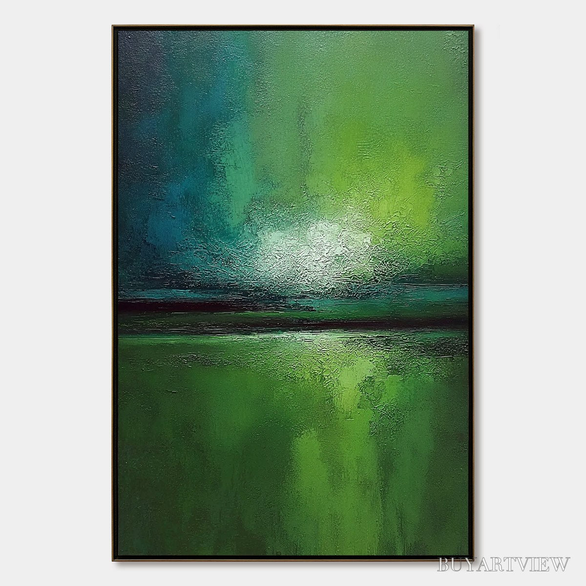 ARTOVITAS Verdant Horizon – Large Textured Abstract Green Landscape Painting - image 1