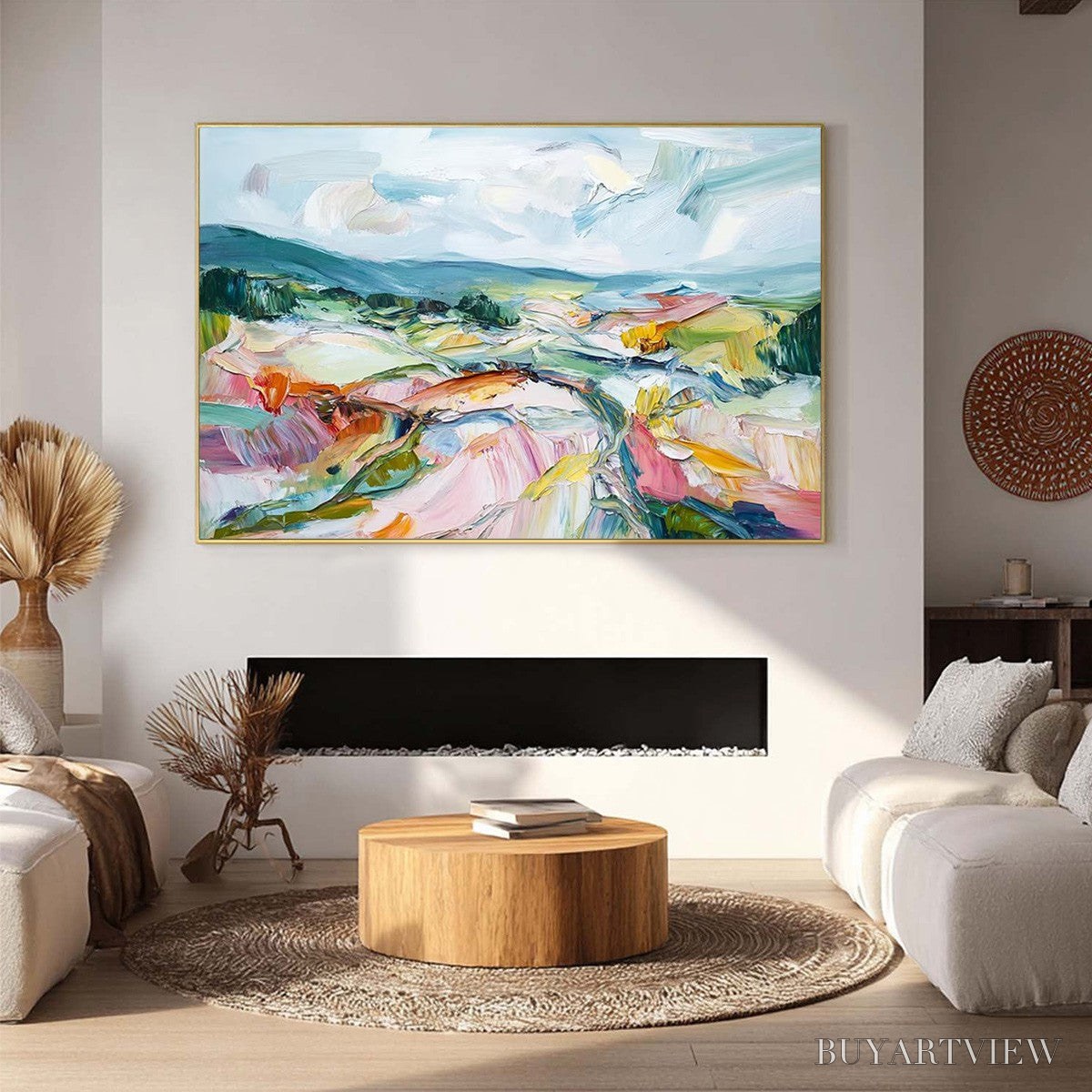 ARTOVITAS Valley in Bloom – Textured Palette Knife Abstract Landscape Painting - image 2