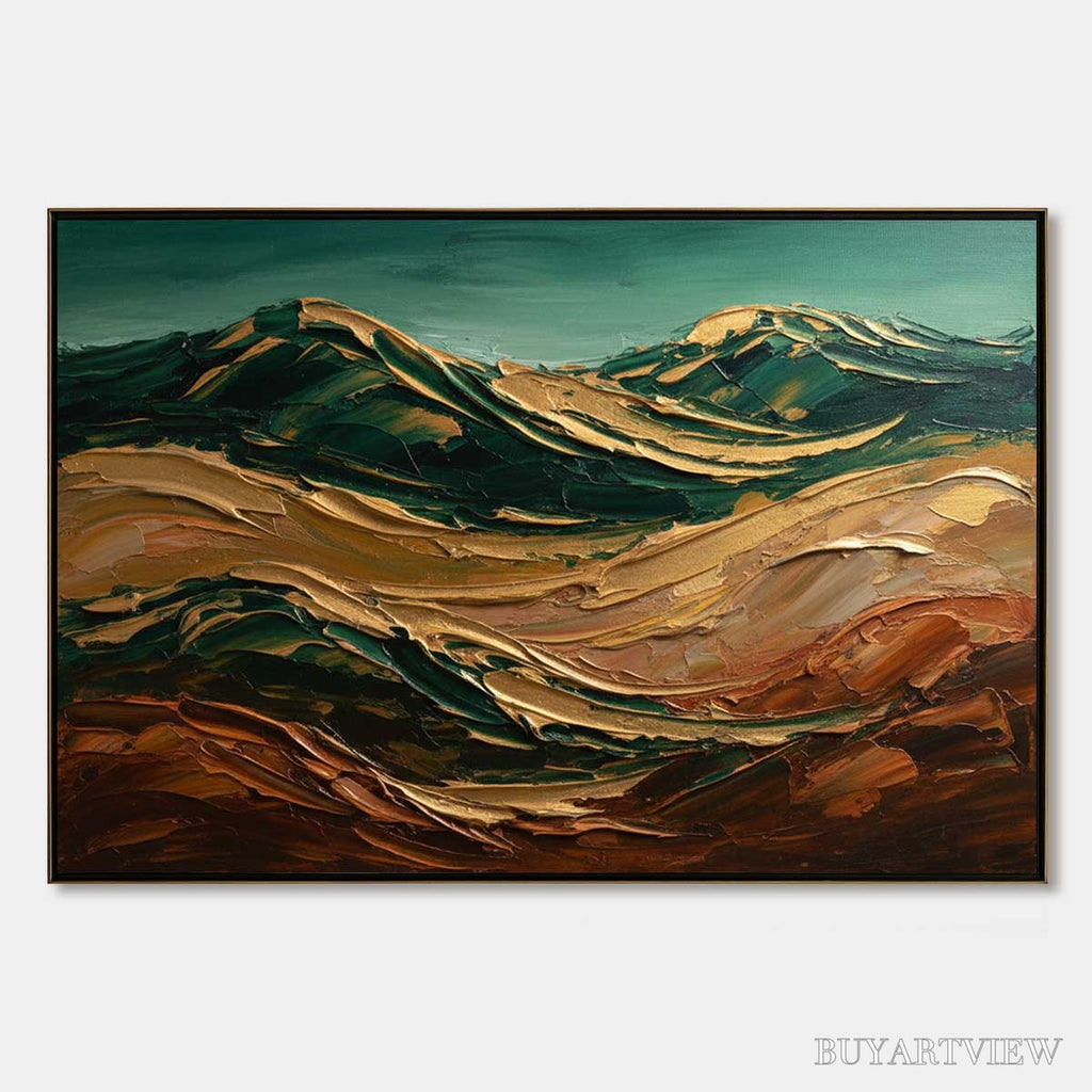 ARTOVITAS Terra Dorata – Textured Abstract Mountain Landscape Painting - image 1