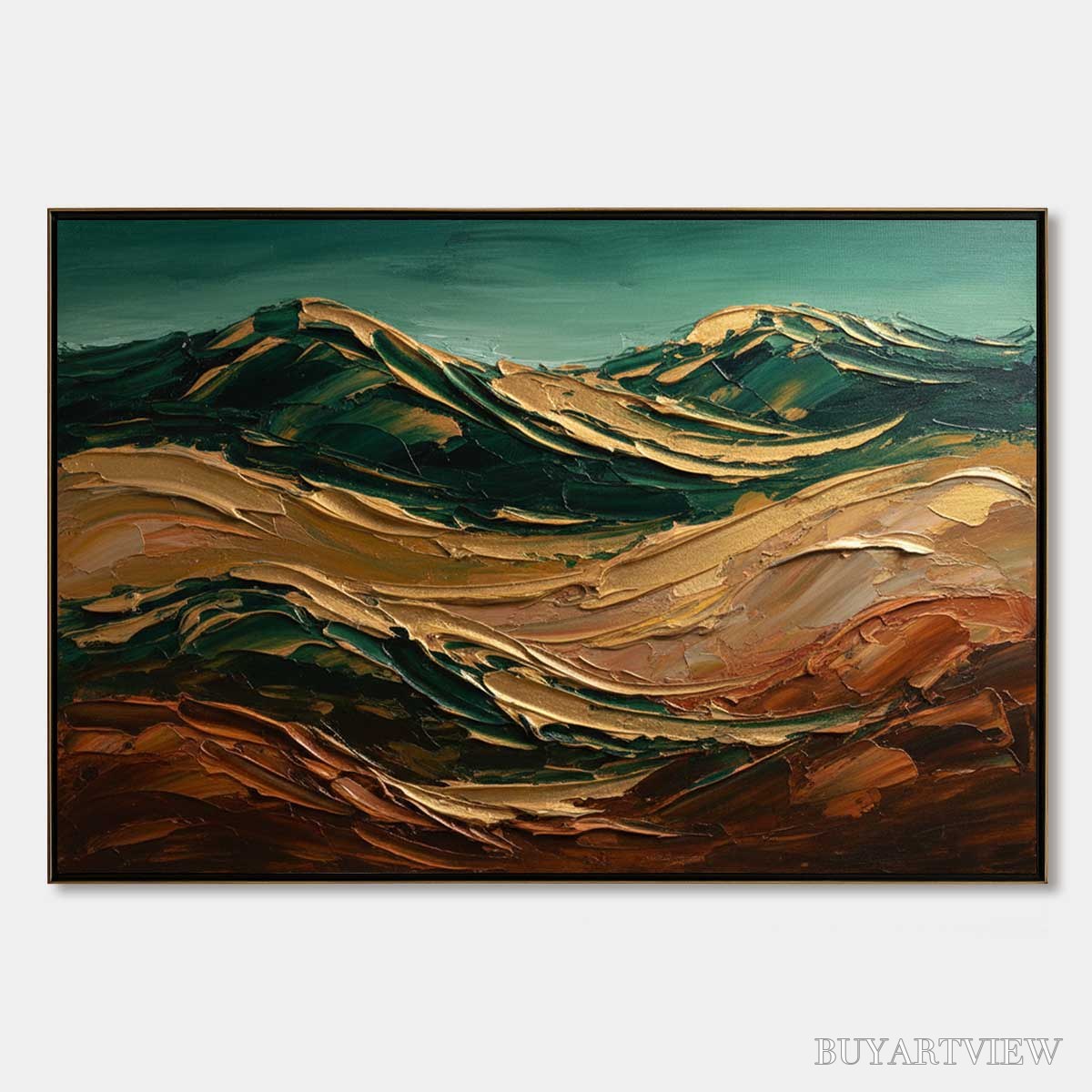 ARTOVITAS Terra Dorata – Textured Abstract Mountain Landscape Painting - image 1