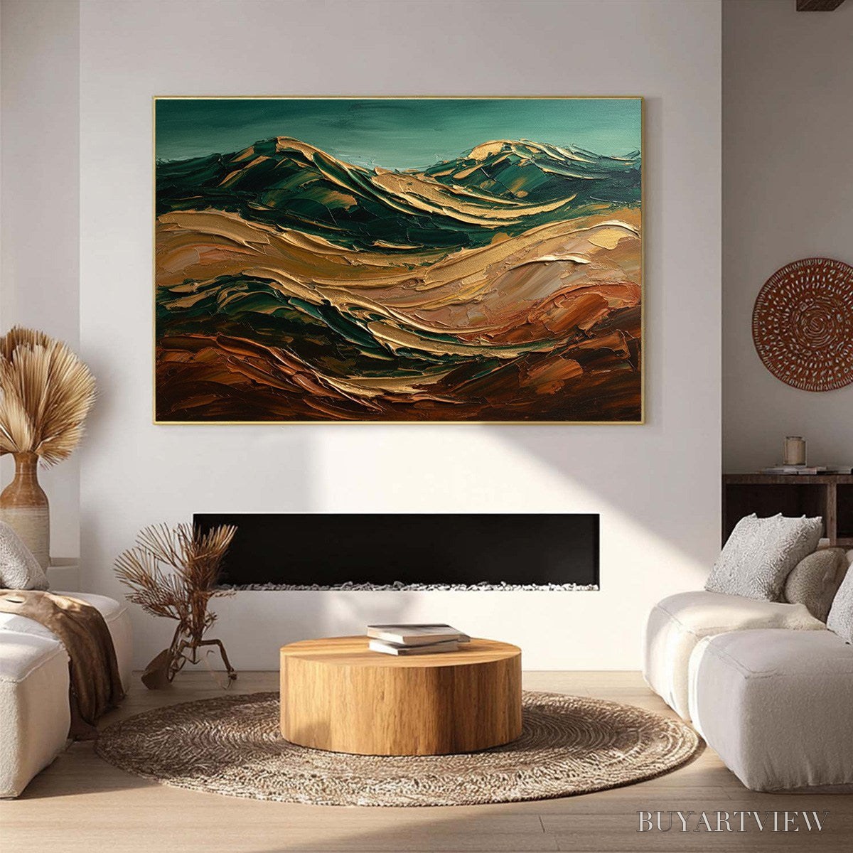 ARTOVITAS Terra Dorata – Textured Abstract Mountain Landscape Painting - image 2