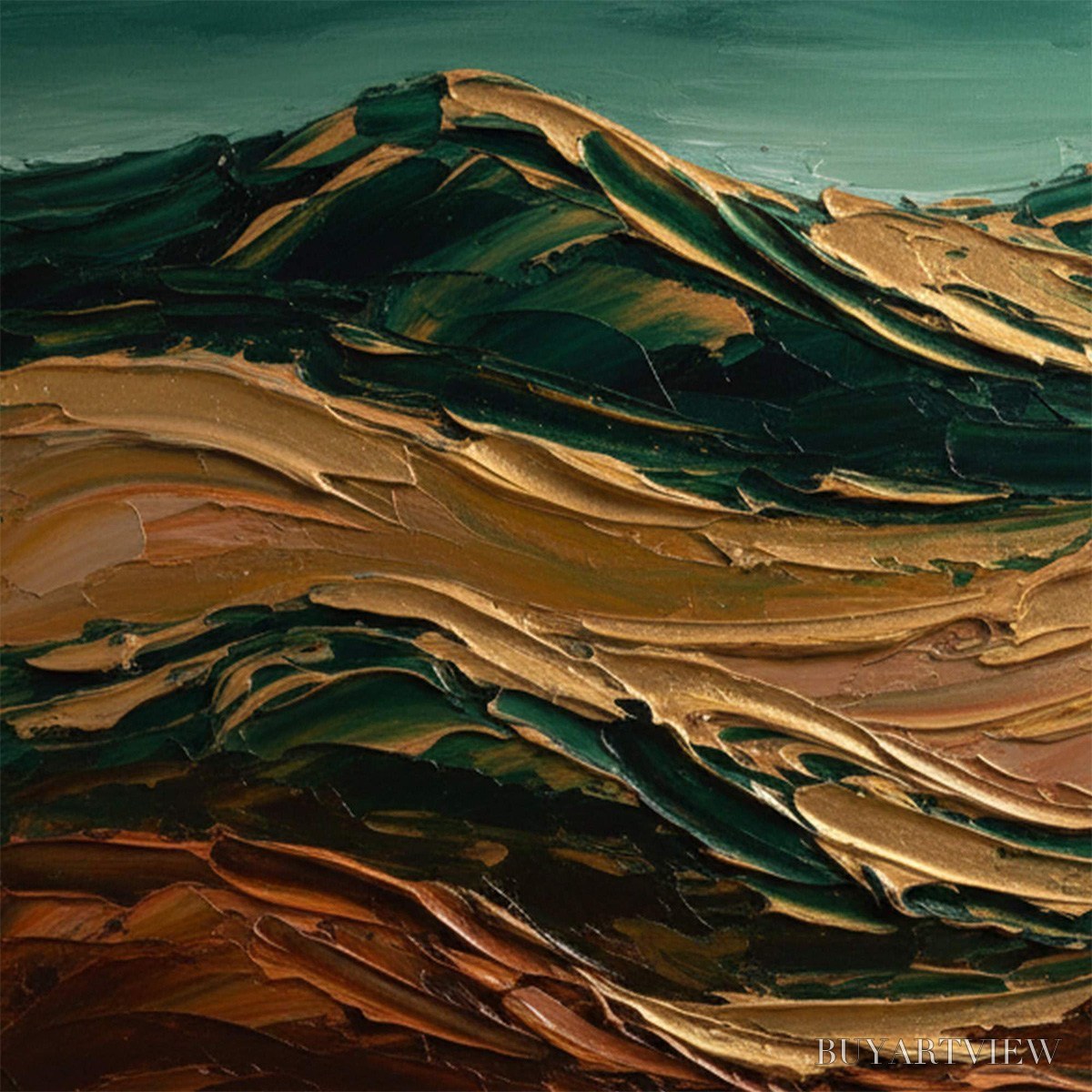 ARTOVITAS Terra Dorata – Textured Abstract Mountain Landscape Painting - image 3