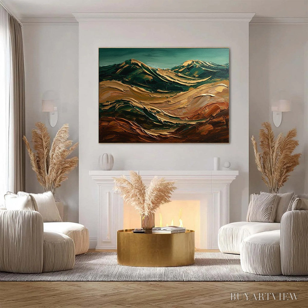 ARTOVITAS Terra Dorata – Textured Abstract Mountain Landscape Painting - image 4