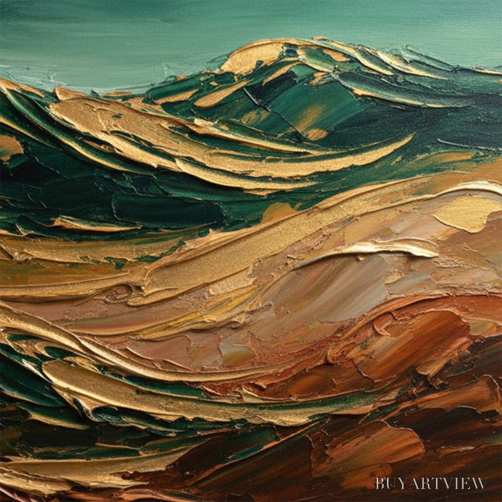ARTOVITAS Terra Dorata – Textured Abstract Mountain Landscape Painting - image 5