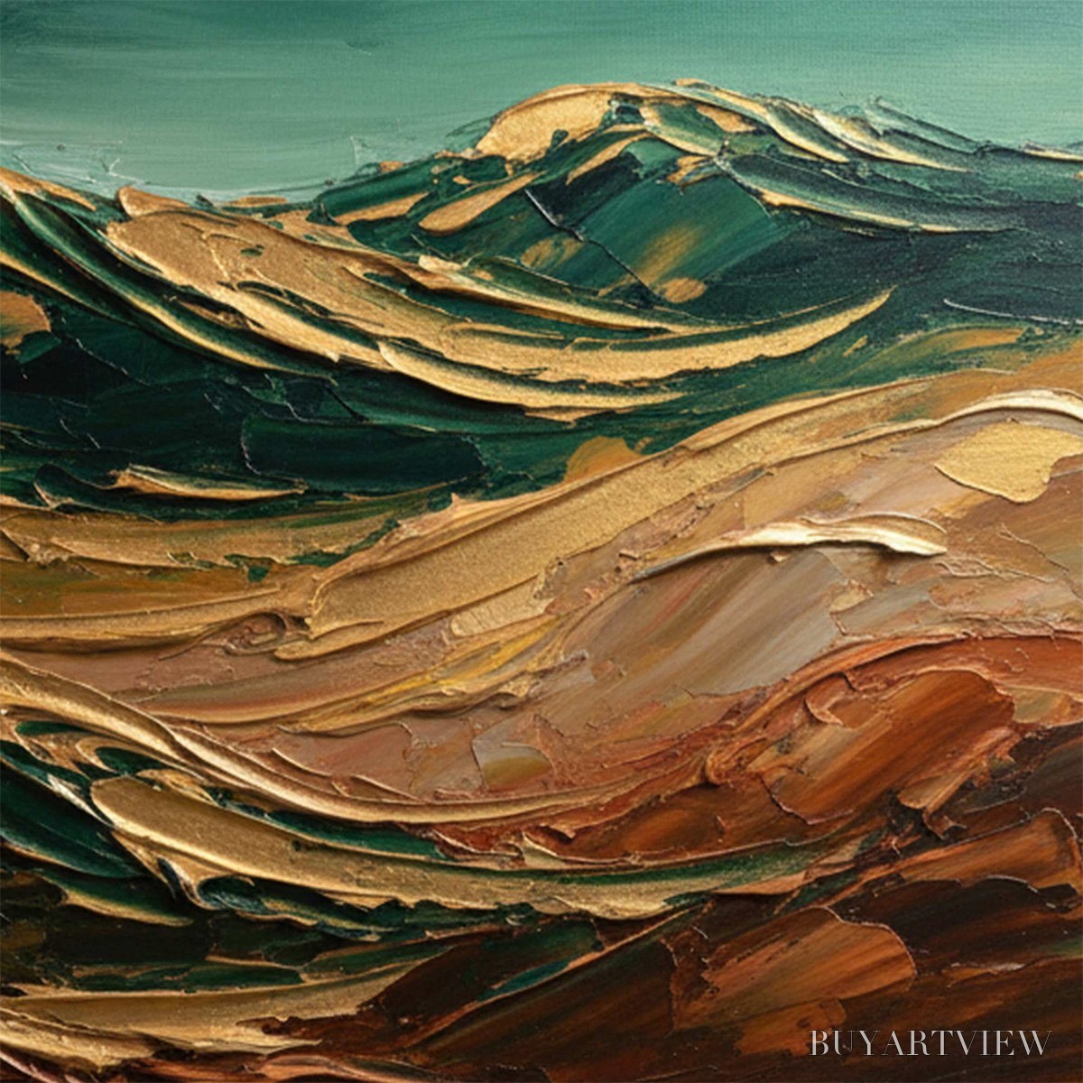 ARTOVITAS Terra Dorata – Textured Abstract Mountain Landscape Painting - image 5