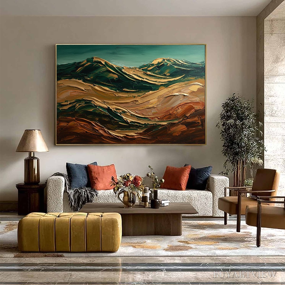 ARTOVITAS Terra Dorata – Textured Abstract Mountain Landscape Painting - image 6