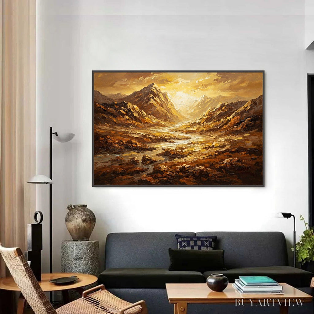ARTOVITAS Golden Canyon – Textured Impasto Mountain Valley Landscape Painting - image 2