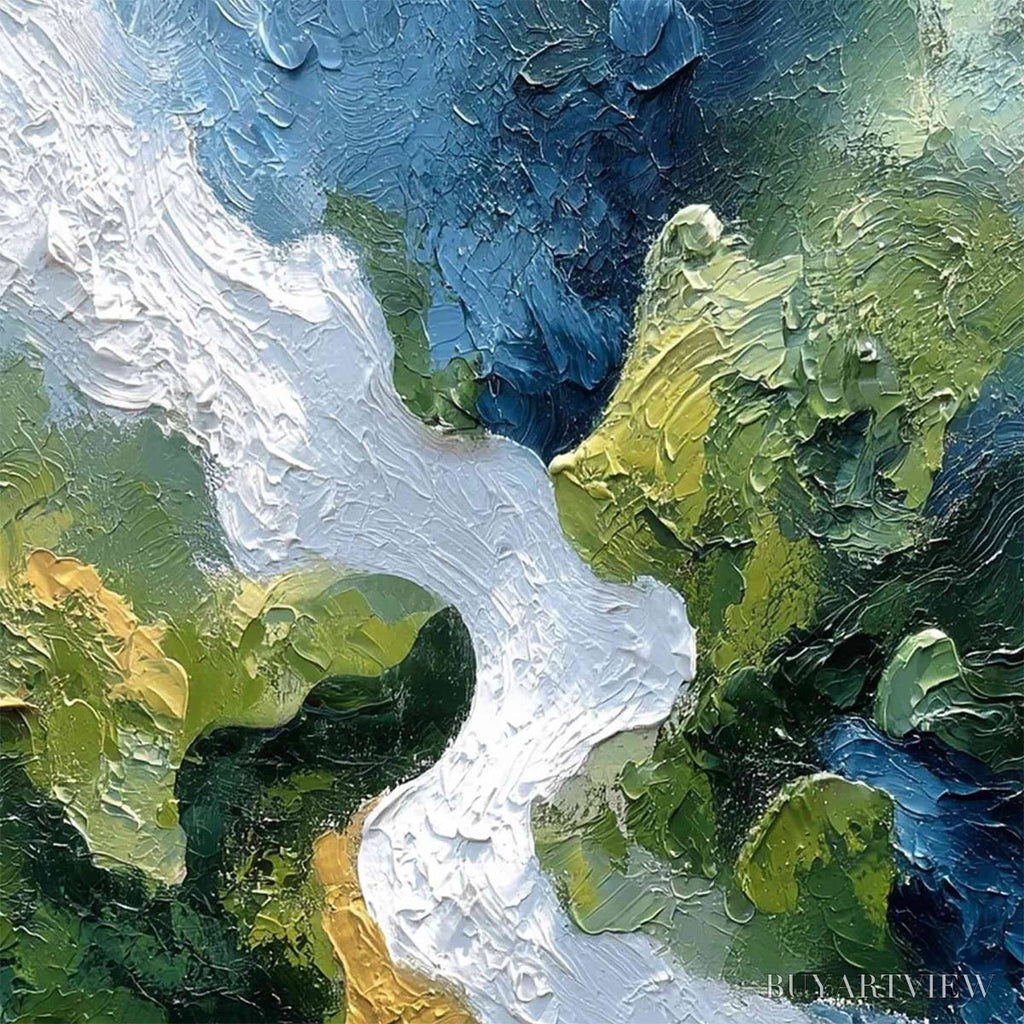 ARTOVITAS Riverine Rush – Textured Abstract Landscape Painting of a River Valley - image 3