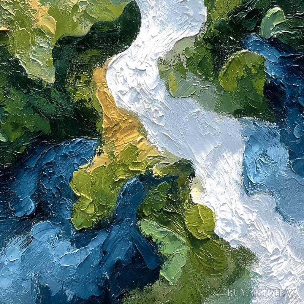 ARTOVITAS Riverine Rush – Textured Abstract Landscape Painting of a River Valley - image 5