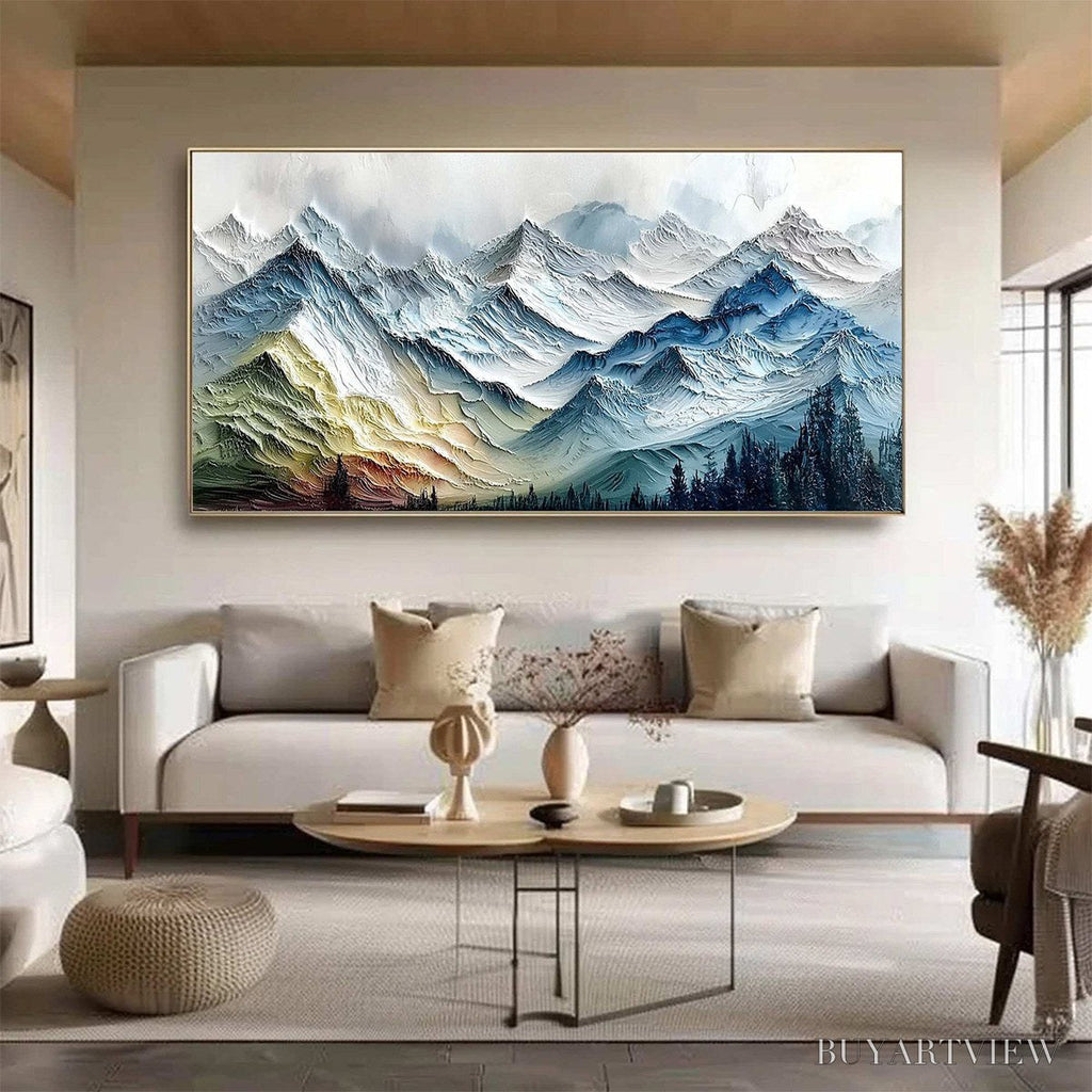 ARTOVITAS Alpine Glow – Large Textured Impasto Mountain Range - image 2