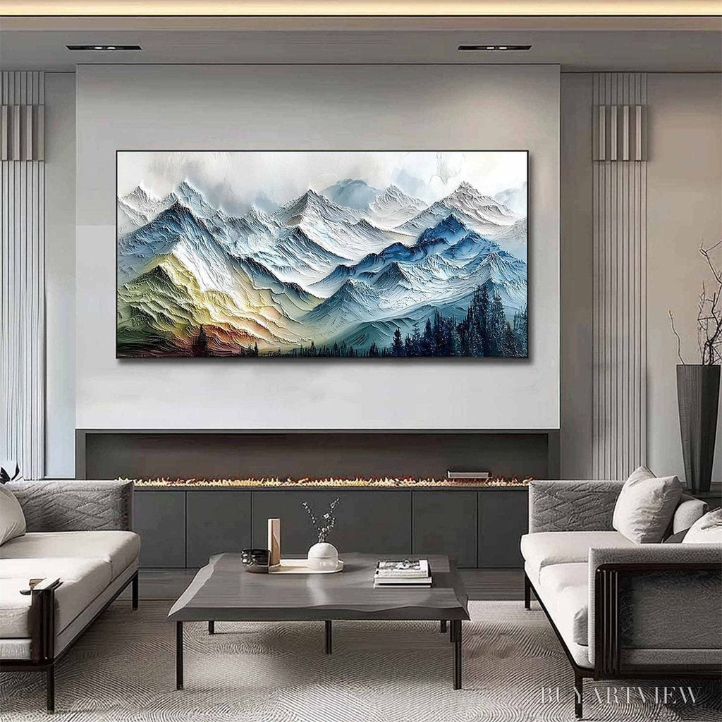 ARTOVITAS Alpine Glow – Large Textured Impasto Mountain Range - image 4