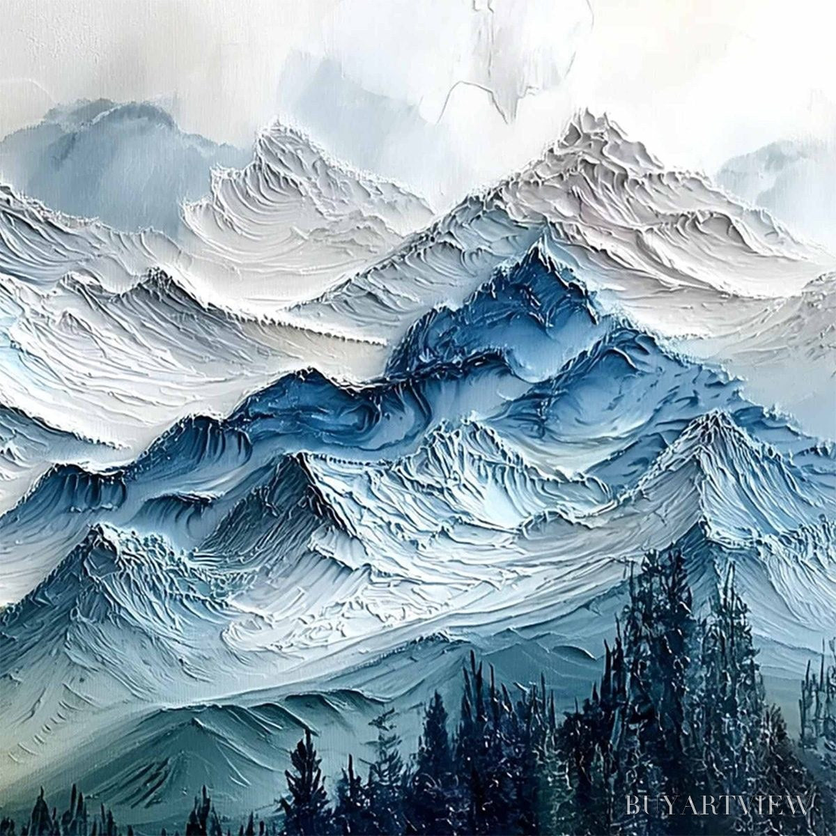 ARTOVITAS Alpine Glow – Large Textured Impasto Mountain Range - image 5