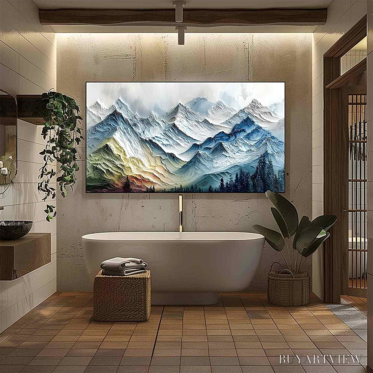 ARTOVITAS Alpine Glow – Large Textured Impasto Mountain Range - image 6