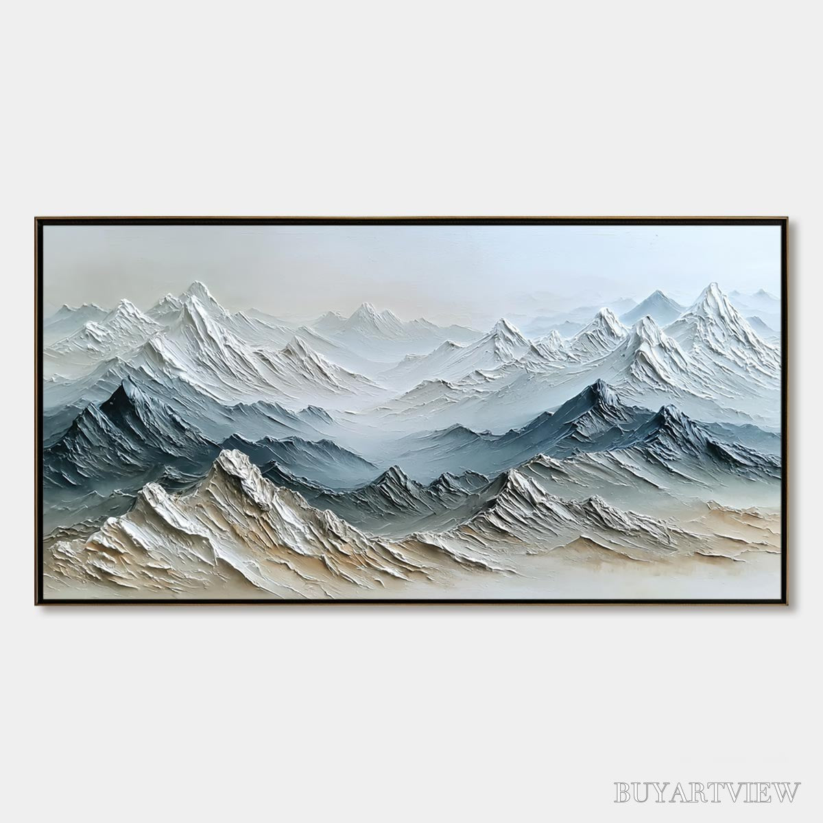 ARTOVITAS Eternal Summits – Textured Wabi Sabi Mountain Landscape Painting - image 1