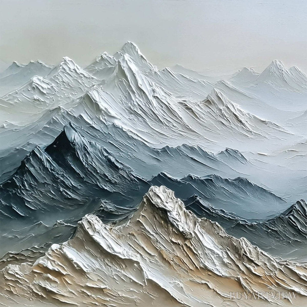 ARTOVITAS Eternal Summits – Textured Wabi Sabi Mountain Landscape Painting - image 3