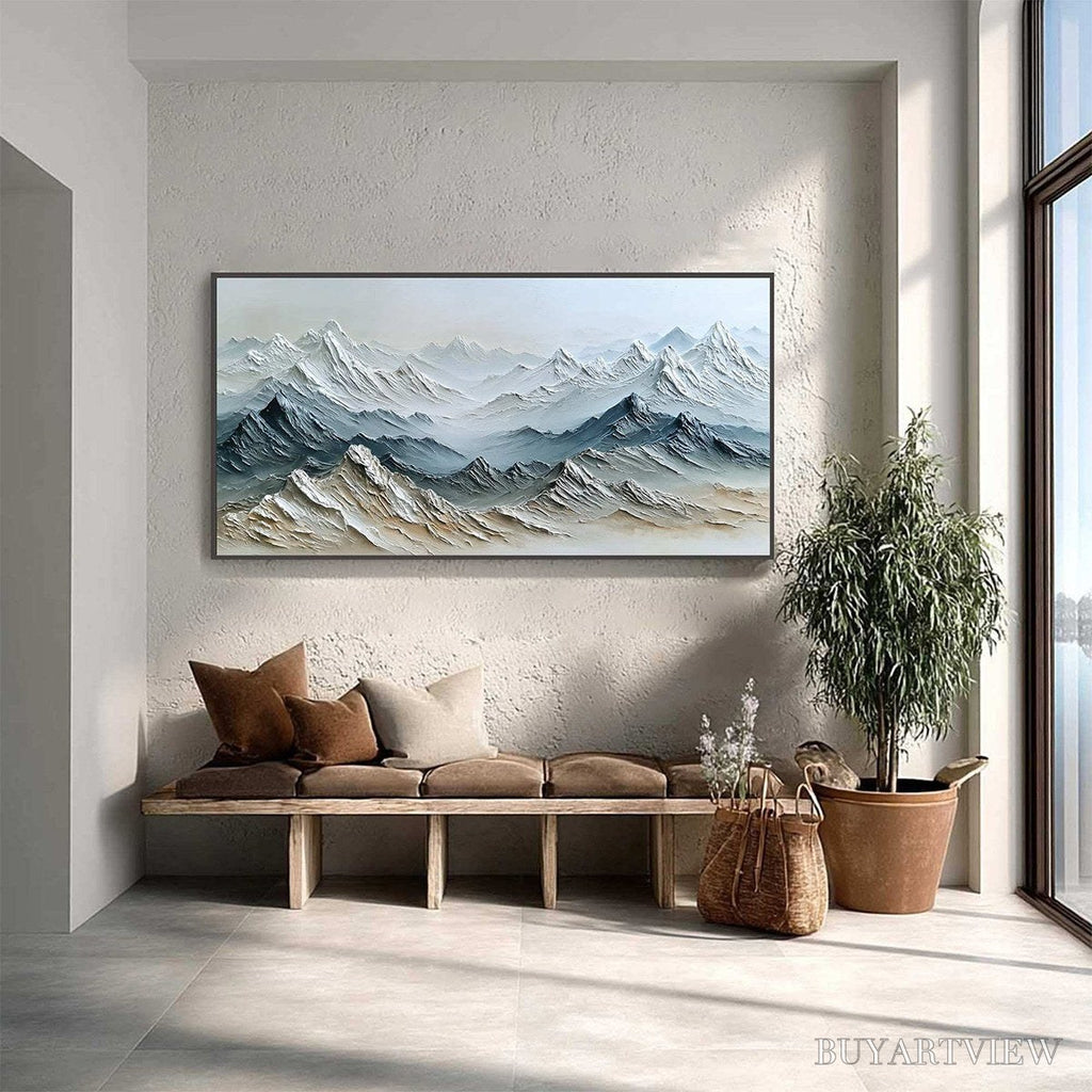 ARTOVITAS Eternal Summits – Textured Wabi Sabi Mountain Landscape Painting - image 4
