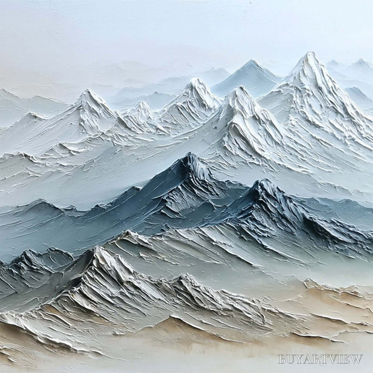 ARTOVITAS Eternal Summits – Textured Wabi Sabi Mountain Landscape Painting - image 5